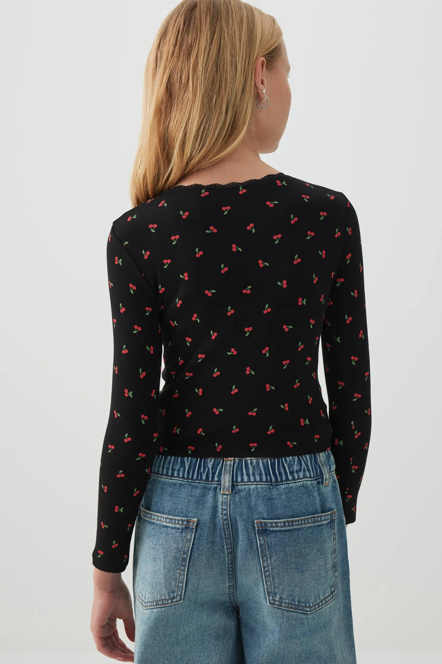 Lace Trim Long Sleeve T-Shirt