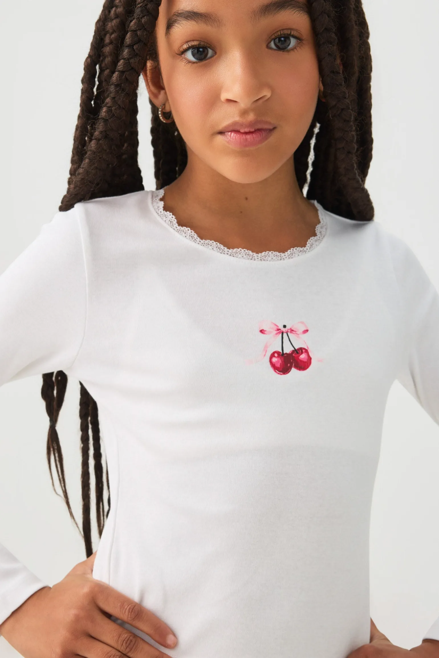 Lace Trim Long Sleeve T-Shirt