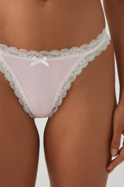 Lace Trim Seamless String Panty