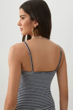 Lace Trim Striped Tank Top