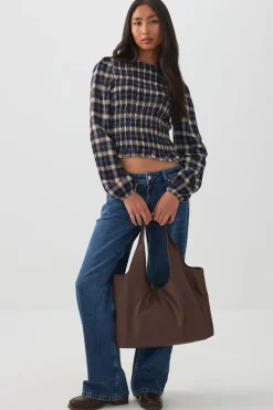 Large Faux Leather Slouchy Shoulder Bag