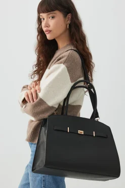 Large Faux Leather Tote Bag