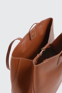 Large Faux Leather Tote Bag with Pouch