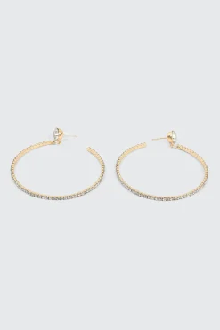 Large Rhinestone Hoop Earrings