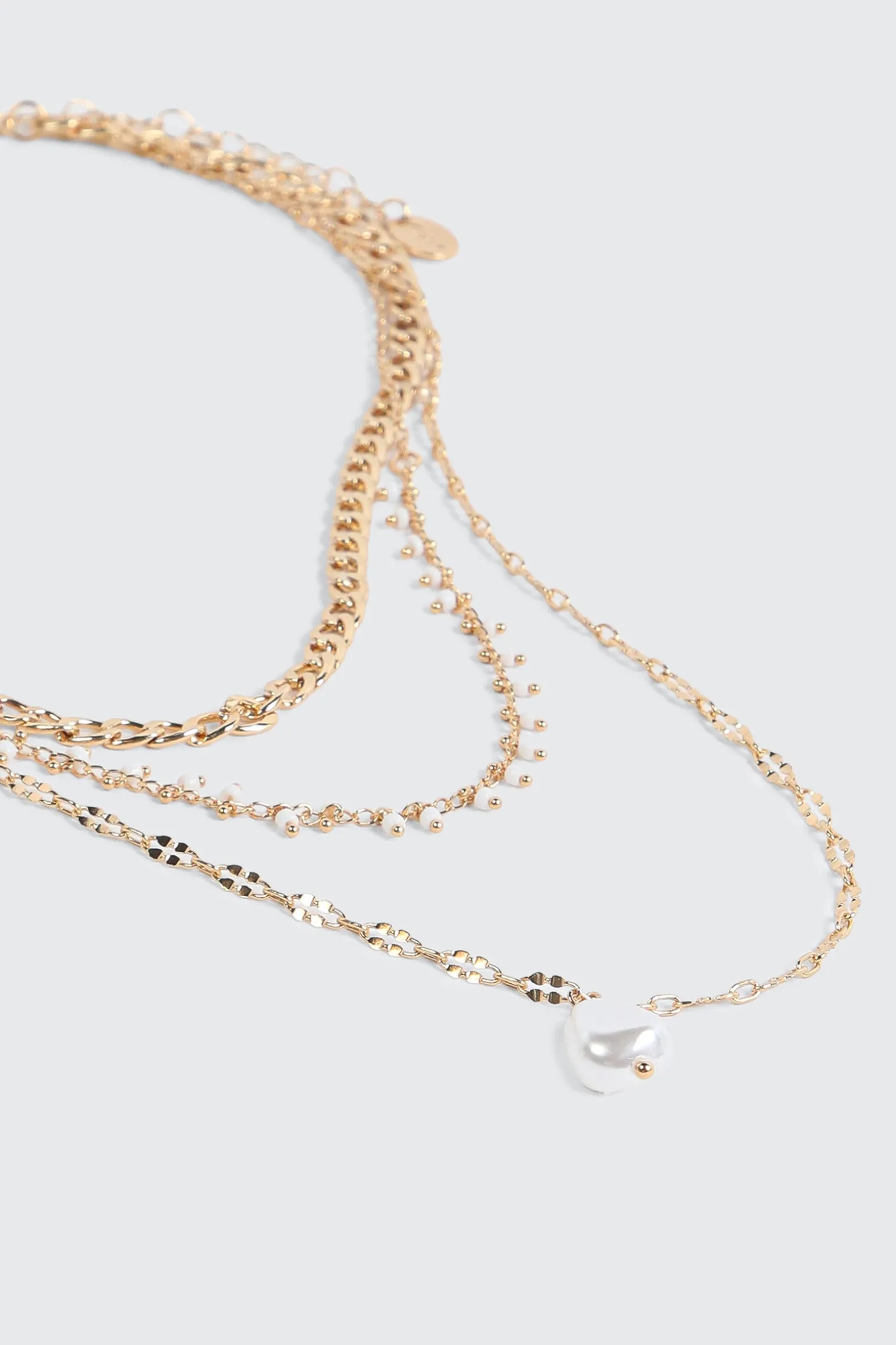 Layered Chain Necklace with Pearl