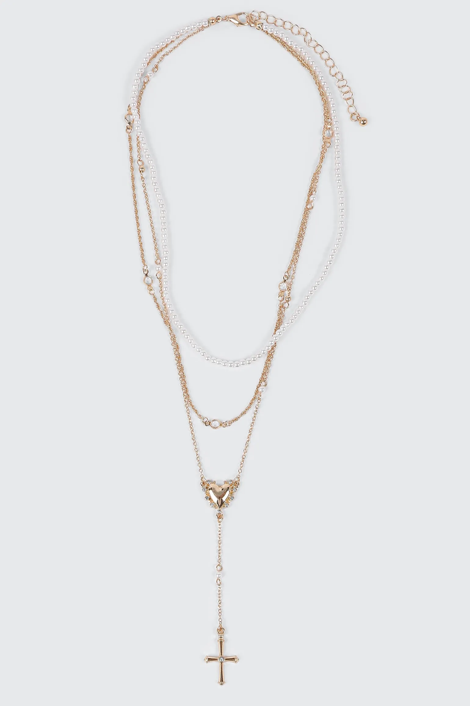 Layered Pearl Charm Necklace