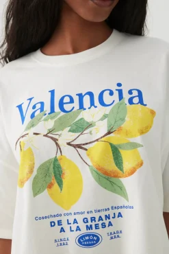 Lemon Print Drop Shoulder T-Shirt