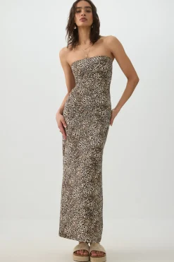 Leopard Tube Top Maxi Dress
