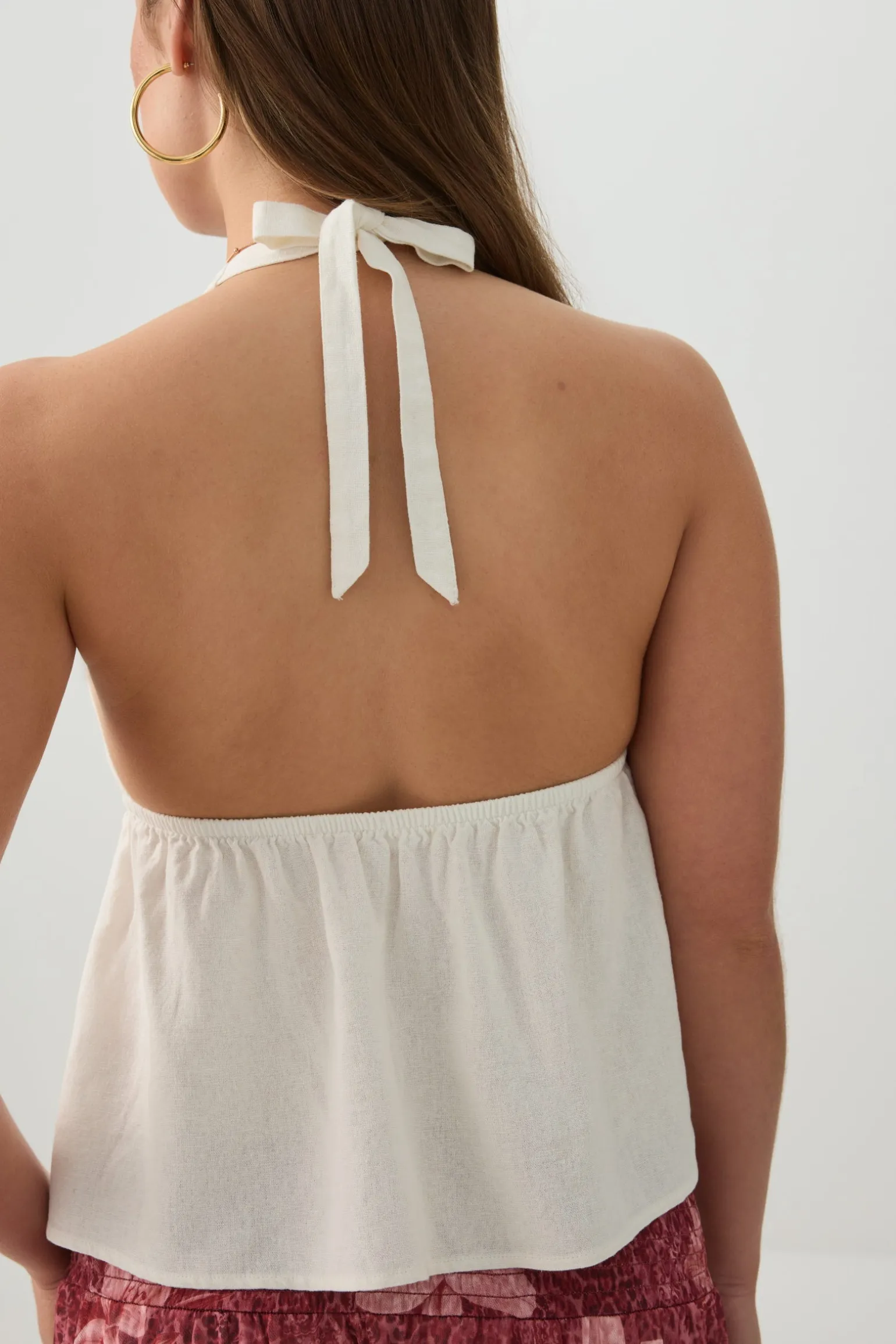 Linen Blend Halter Tank Top