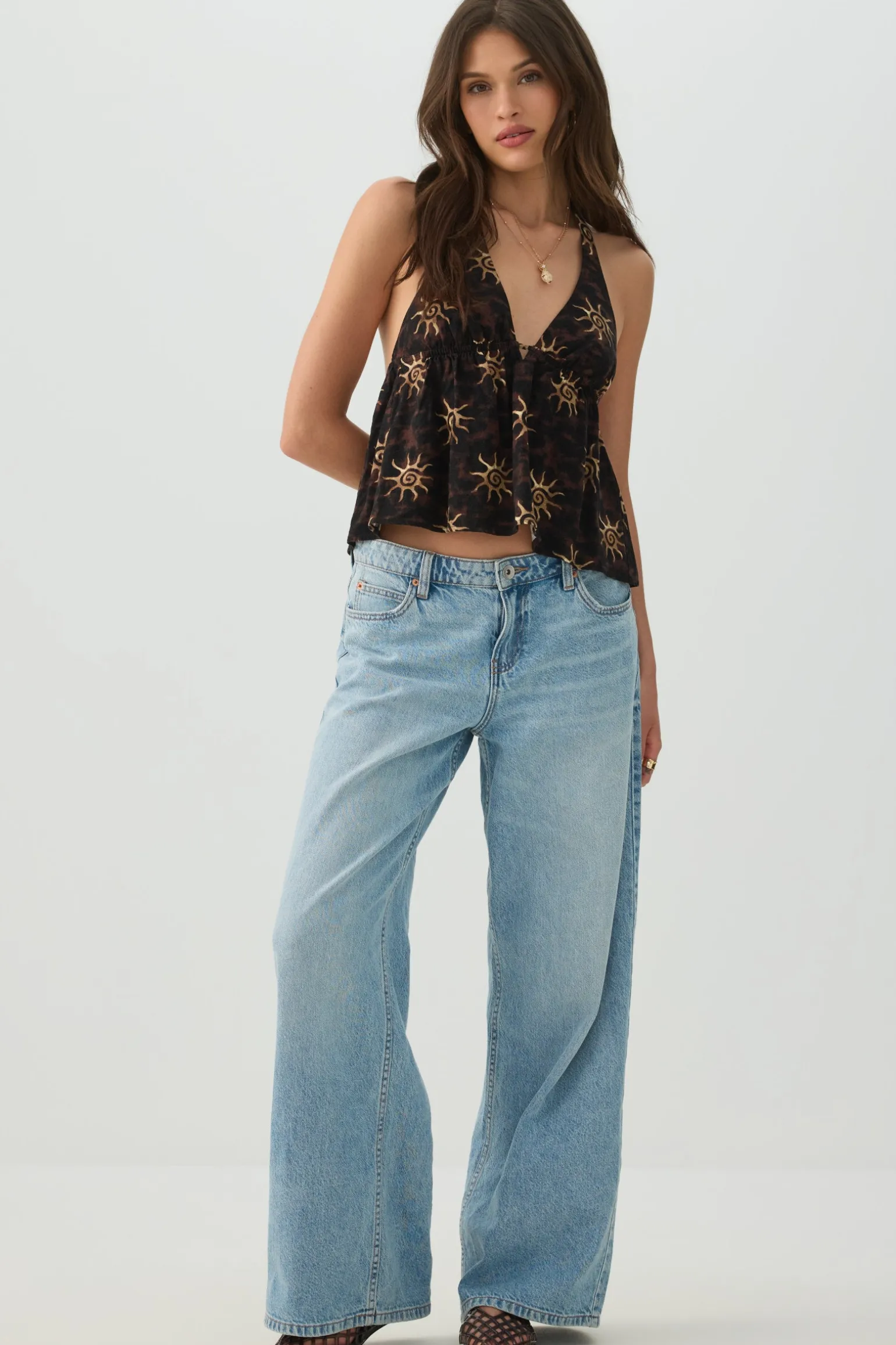Linen Blend Halter Tank Top