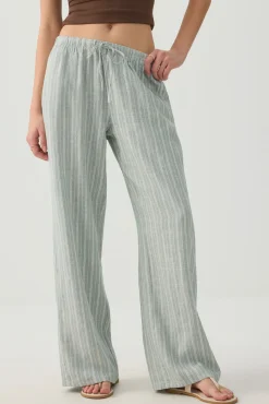 Linen Blend Mid Rise Pants