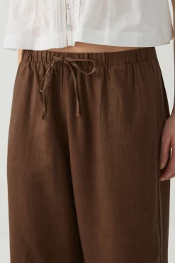 Linen Blend Mid Rise Pants