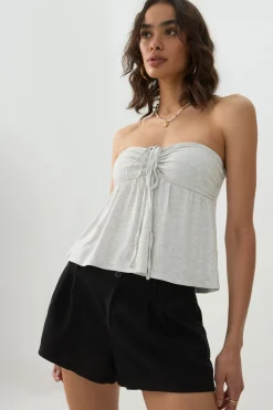 Linen Blend Mid Rise Shorts