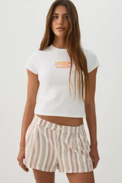 Linen Blend Mid Rise Shorts