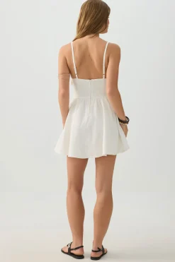 Linen Blend Mini Skater Dress