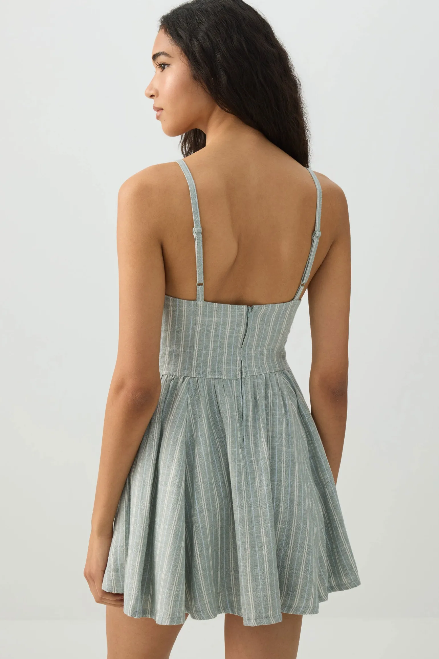 Linen Blend Mini Skater Dress