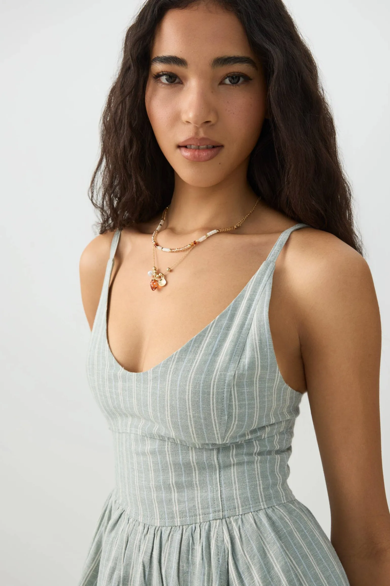 Linen Blend Mini Skater Dress
