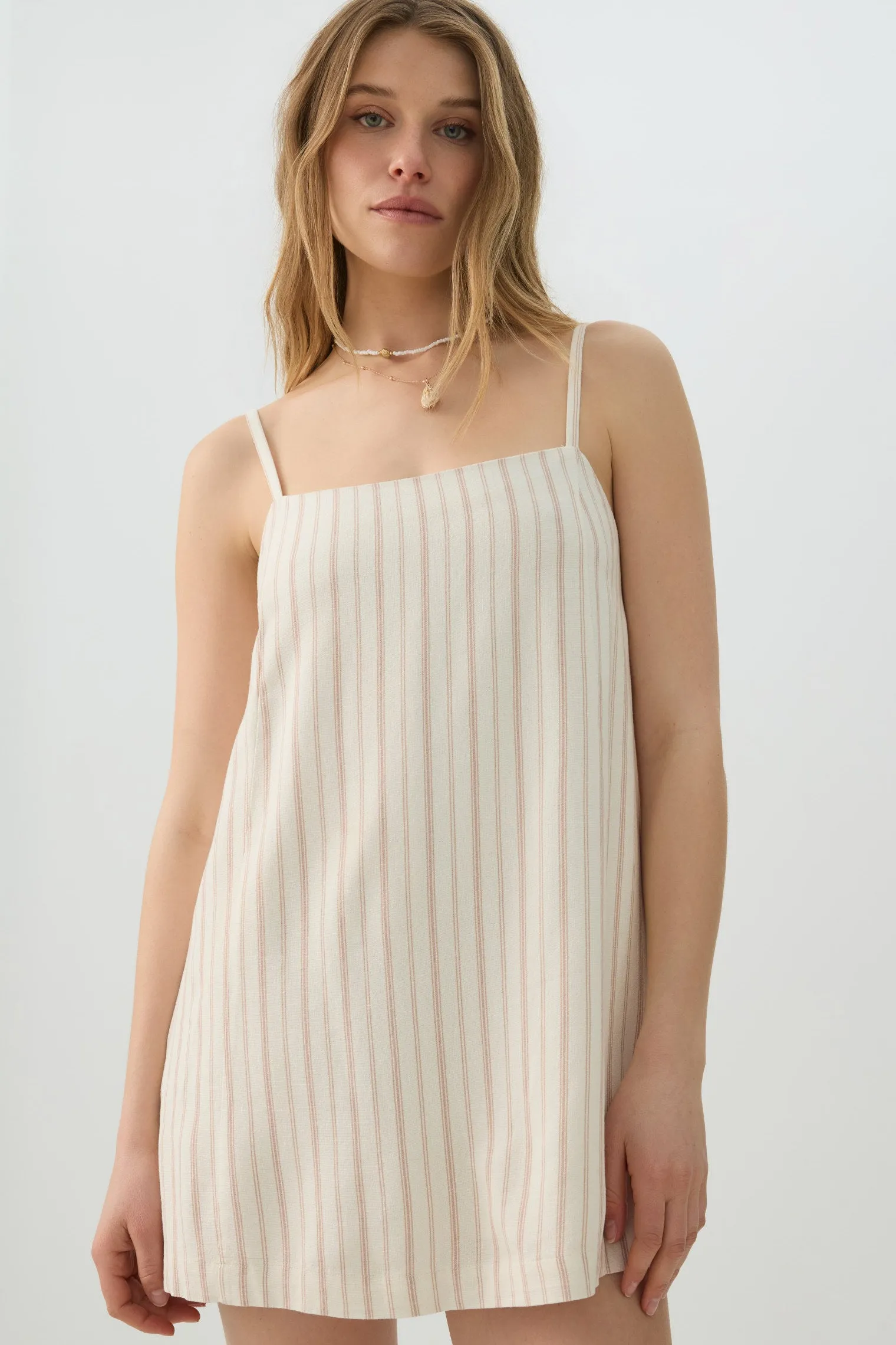 Linen Blend Square Neck Romper