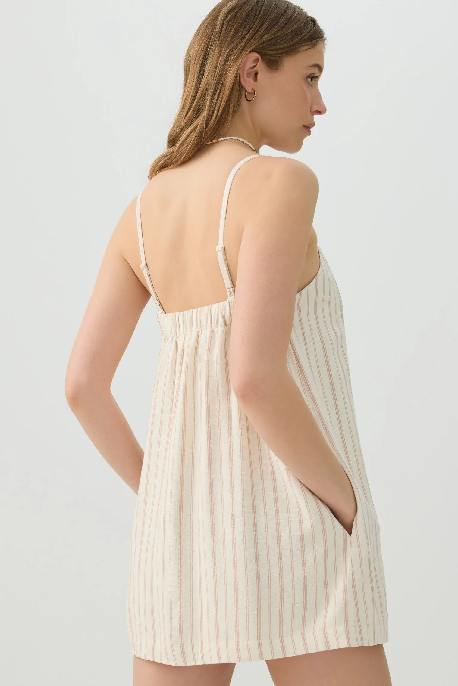Linen Blend Square Neck Romper