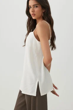 Linen Blend Tunic Tank Top