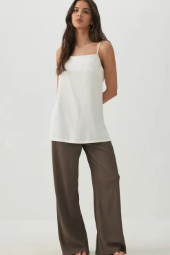 Linen Blend Tunic Tank Top