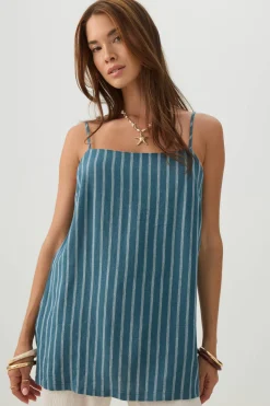 Linen Blend Tunic Tank Top