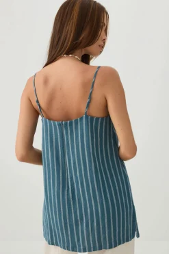 Linen Blend Tunic Tank Top