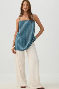 Linen Blend Tunic Tank Top