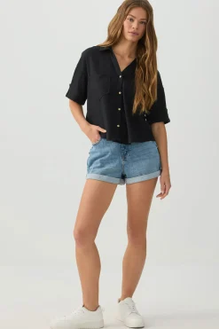 Linen Blend Utility Shirt