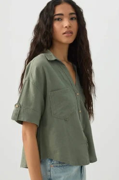 Linen Blend Utility Shirt