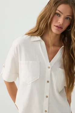 Linen Blend Utility Shirt