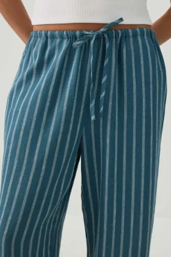Linen Blend Wide Leg Pant with Tie Hem