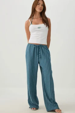 Linen Blend Wide Leg Pant with Tie Hem