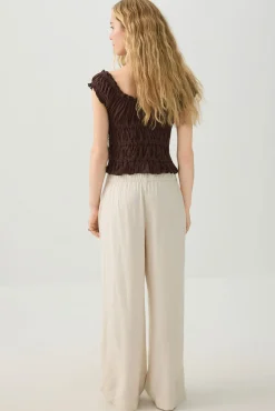 Linen Blend Wide Leg Tailored Pant