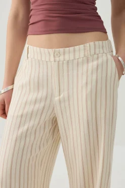 Linen Blend Wide Leg Tailored Pant