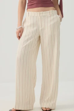 Linen Blend Wide Leg Tailored Pant