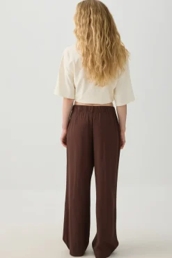 Linen Blend Wide Leg Tailored Pant