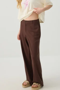 Linen Blend Wide Leg Tailored Pant