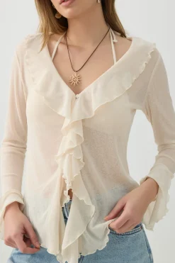 Long Sleeve Blouse with Frills