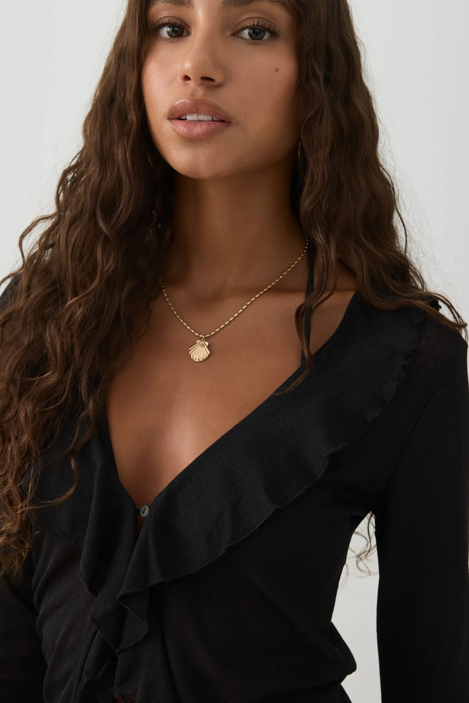 Long Sleeve Blouse with Frills
