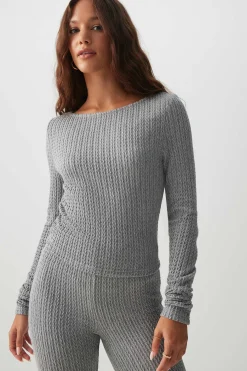 Long Sleeve Cable Knit Top