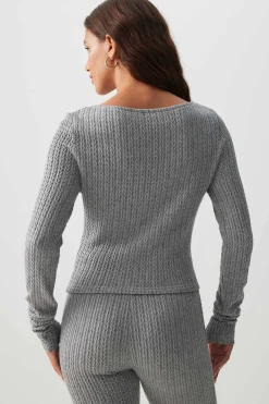 Long Sleeve Cable Knit Top