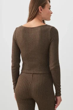 Long Sleeve Cable Knit Top