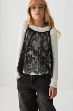 Long Sleeve Top with Lace Tank