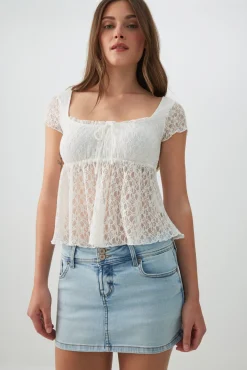 Low Rise Denim Mini Skort
