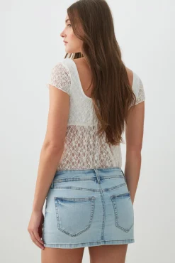Low Rise Denim Mini Skort