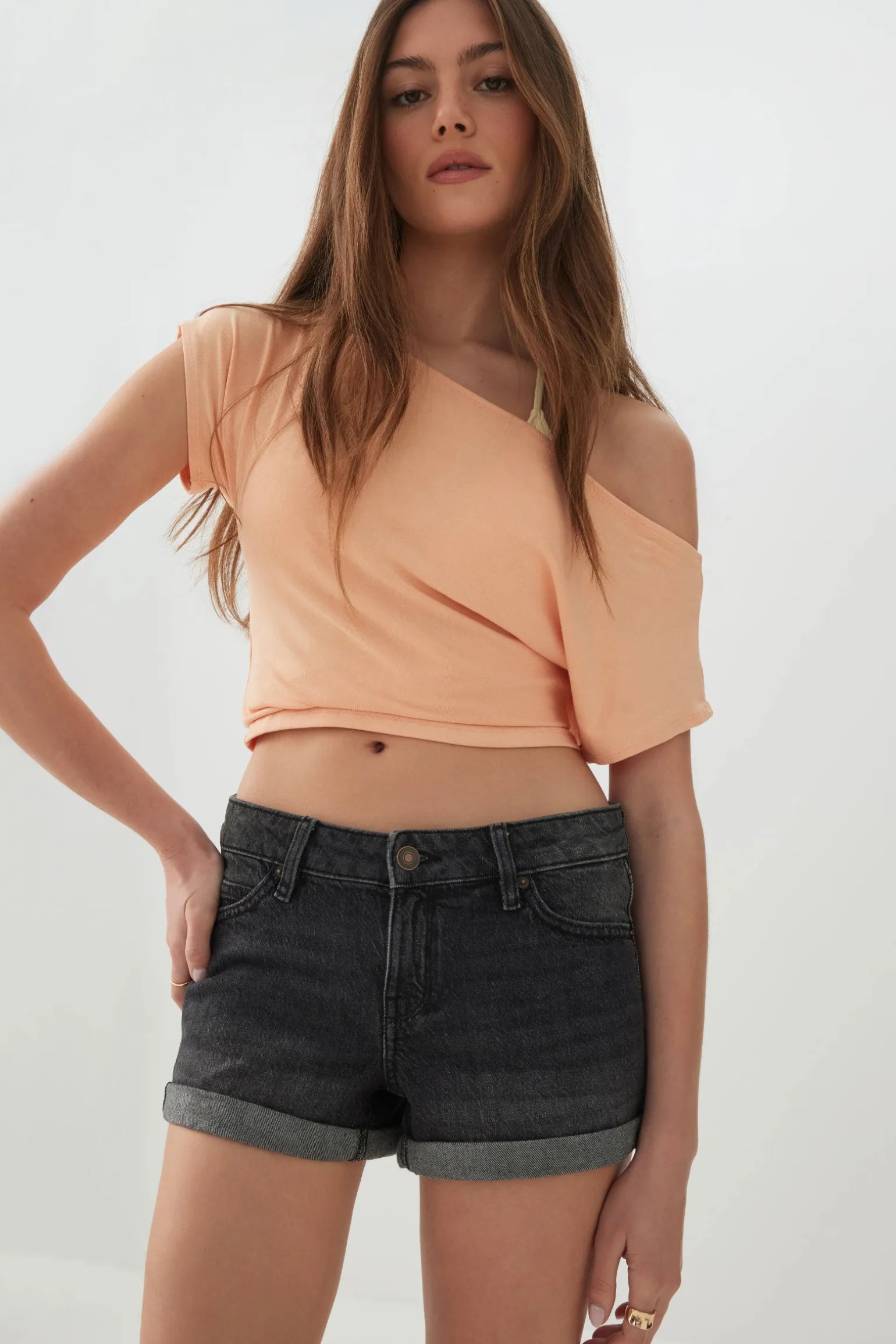 Low Rise Denim Short Shorts