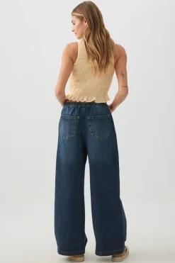 Low Rise Drawstring Wide Leg Jeans