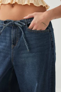Low Rise Drawstring Wide Leg Jeans