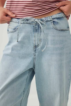 Low Rise Drawstring Wide Leg Jeans